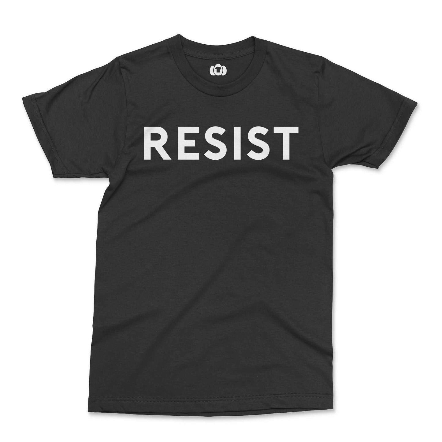 Black Protest T-Shirt featuring the word "Resist" in bold white letters.