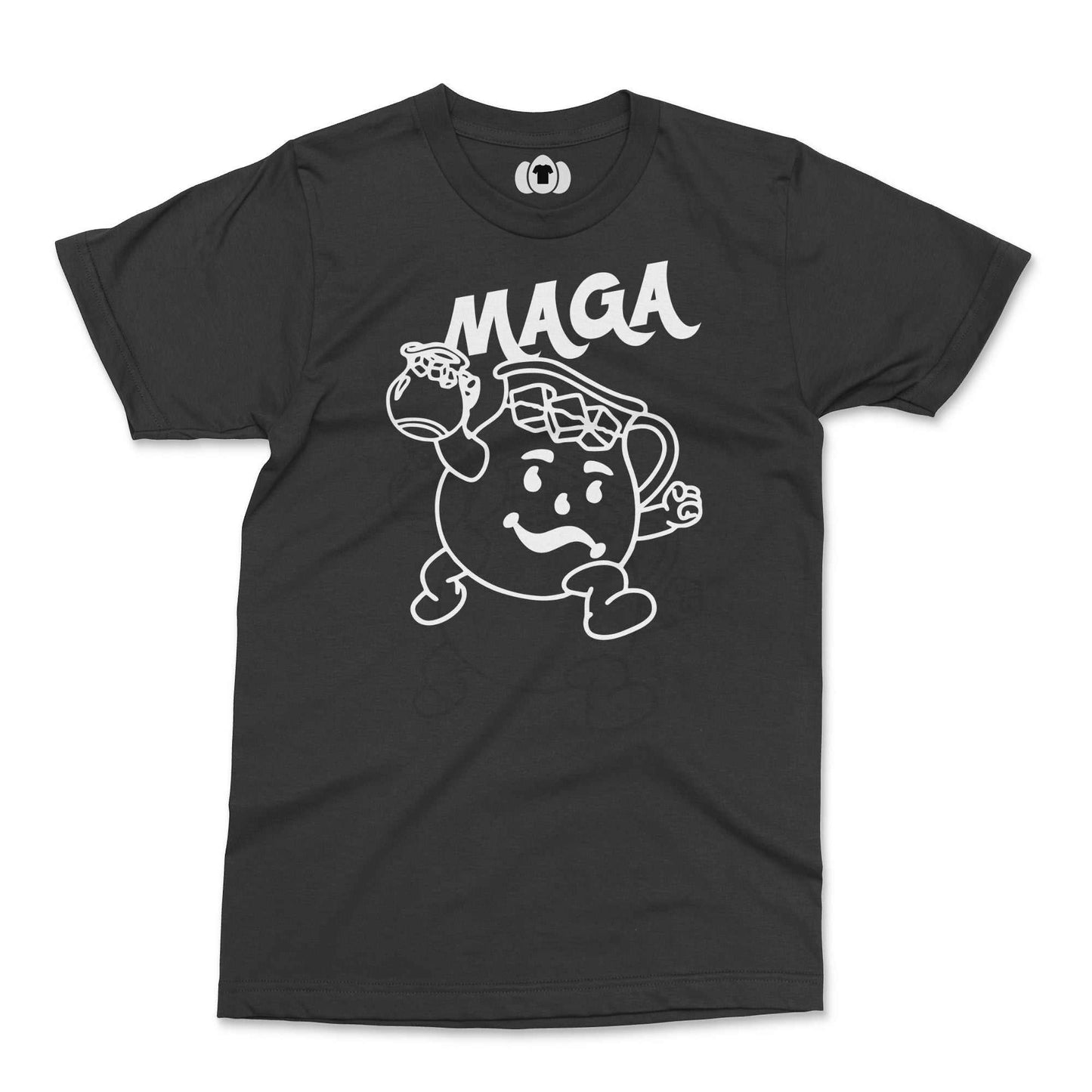 Protest T-shirt featuring MAGA design on a black background.